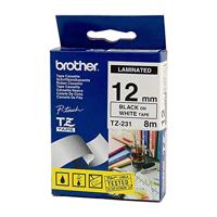 Labeltape Brother P-touch TZe-231 standaard 12mm zwart op wit - thumbnail