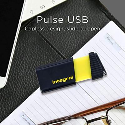Integral Pulse USB 2.0 stick, 64 GB, zwart/geel