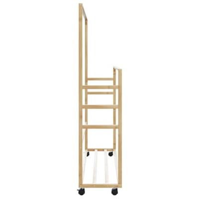 VidaXL Kledingrek met schappen en wielen 90x35x155 cm bamboe