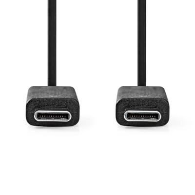 NEDIS USB-kabel | USB 3.2 Gen 2 | USB Type-C ™ stekker | USB Type-C ™ stekker | 10 Gbps | 100 W | vernikkeld | 1,00 m | rond | PVC | zwart | plastic zak