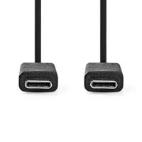 NEDIS USB-kabel | USB 3.2 Gen 2 | USB Type-C ™ stekker | USB Type-C ™ stekker | 10 Gbps | 100 W | vernikkeld | 1,00 m | rond | PVC | zwart | plastic zak - thumbnail