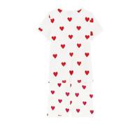 Pyjacourt voor meisjes met hartje en korte mouwen PETIT BATEAU in biokatoen hartjesmotief - thumbnail