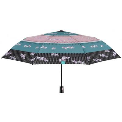 Perletti paraplu bloemen dames 96 cm microvezel roze/zwart Perletti paraplu bloemen dames 96 cm microvezel roze/zwart