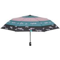 Perletti paraplu bloemen dames 96 cm microvezel roze/zwart - thumbnail