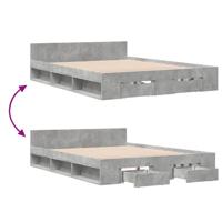 Bedframe met lades bewerkt hout betongrijs 120x190 cm - thumbnail