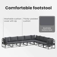 Tuinbankenset met kussen 8 pcs Zwart Aluminium - thumbnail