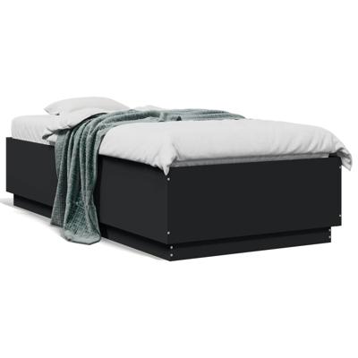 Bedframe bewerkt hout zwart 75x190 cm