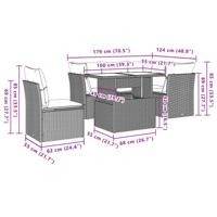 6-delige Loungeset met kussens poly rattan beige - thumbnail