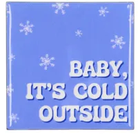 Daan Kromhout Design tegeltje keramiek baby it's cold outside 10x10cm blauw - thumbnail