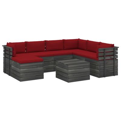 vidaXL 8-delige Loungeset pallet met kussens massief grenenhout