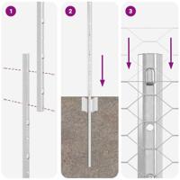 VidaXL Hek met paal zilver 1 x 10 m staal - thumbnail