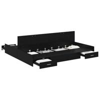 Opbergbedframe met lade Zwart eiken 200 x 200 cm Bewerkt hout - thumbnail