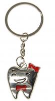 LG Imports sleutelhanger tand junior 3 cm zilver/rood - thumbnail