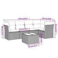 5-delige Loungeset met kussens poly rattan beige - thumbnail