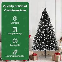 VidaXL Kunstmatig voorverlicht kerstboom met 300 led zwart 180 cm pvc - thumbnail