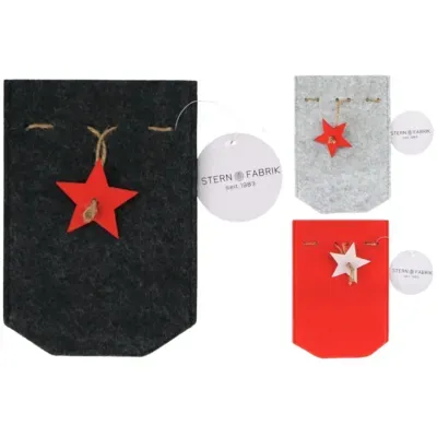 Stern Fabrik geschenkverpakking kerst vilt 18 cm 3 assorti | 48 stuks