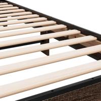 Bedframe bewerkt hout en metaal bruin eikenkleurig 90x200 cm - thumbnail