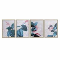 Schilderij DKD Home Decor Tropisch Blad van een plant 45 x 3,5 x 60 cm (4 Stuks) - thumbnail