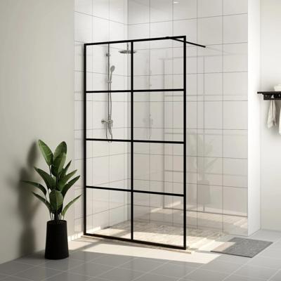 Inloopdouchewand 115x195 cm ESG-glas transparant en zwart