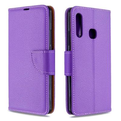 Voor Galaxy A70e Pure Color Horizontal Flip PU Leather Case met Holder & Card Slots & Wallet & Lanyard(Purple)