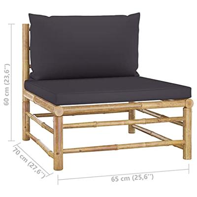 3-delige Loungeset met donkergrijze kussens bamboe - thumbnail