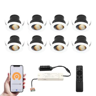 Set van 8 Medina Smart LED Mini Inbouwspots - Veranda spots - 12V 3W 150lm - Dimbaar - Kantelbaar - Wifi & Bluetooth - 2700K - IP44 - Wit