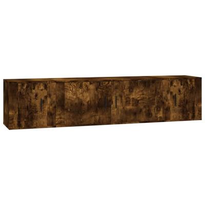 3-delige Tv-meubelset bewerkt hout gerookt eikenkleurig