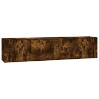 3-delige Tv-meubelset bewerkt hout gerookt eikenkleurig - thumbnail