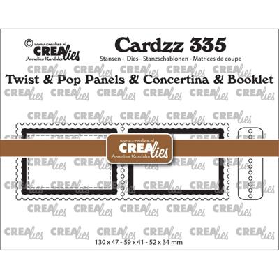 Crealies • cardzz twist & pop a7 panelen,leporello & miniboekje postzegel