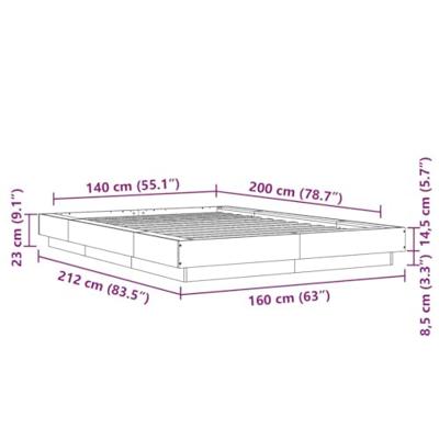 Bedframe bewerkt hout sonoma eikenkleurig 140x200 cm