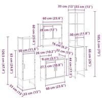 4 Delige Badkamermeubel Set Zwart Eiken Gefabriceerd Hout - thumbnail