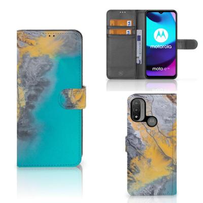 Motorola Moto E20 | E30 | E40 | Bookcase | Marble Blue Gold