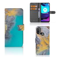 Motorola Moto E20 | E30 | E40 | Bookcase | Marble Blue Gold - thumbnail