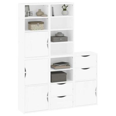 Bijzetkasten 5 st 40x24x79 cm massief grenenhout wit