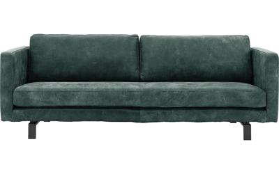 Goossens Excellent Bank Nuance groen, leer, 3,5-zits, urban industrieel