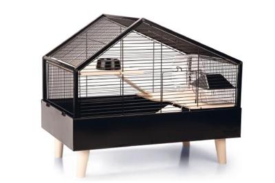 Beeztees Ayaz - Knaagdierkooi - Metaal - Houten poten - Zwart - 58x38x46 cm Beeztees Ayaz - Knaagdierkooi - Metaal - Houten poten - Zwart - 58x38x46 cm