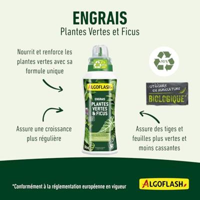 Groene plantenmeststof - ALGOFLASH - Groene planten & Ficus - 500 ml - UAB