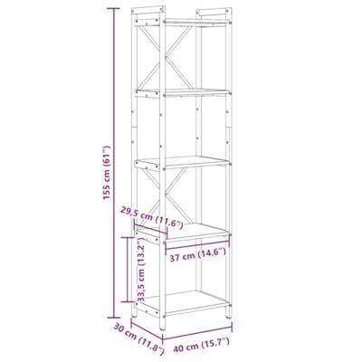 Boekenkast artisanaal eikenkleurig 40 x 30 x 153 cm Boekenkast artisanaal eikenkleurig 40 x 30 x 153 cm