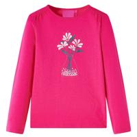Kindershirt met lange mouwen bloemenprint 116 felroze - thumbnail