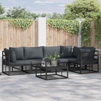 Tuinbankenset met kussen 5 pcs Zwart Aluminium - thumbnail