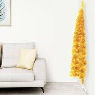 VidaXL Kunstkerstboom half met standaard smal 240 cm goudkleurig VidaXL Kunstkerstboom half met standaard smal 240 cm goudkleurig