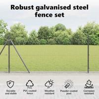 VidaXL Afrasteringspaal grijs 10 x 1 m (25 x 25 mm gaas) staal - thumbnail