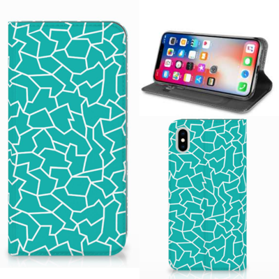 Apple iPhone Xs Max | Bookcase | Cracks Blue