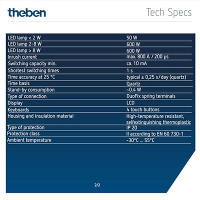 Theben 6220130 Schakelklok Digitaal Weekprogramma 2600 W IP20 Countdown-functie, Gangreserve, Externe ingang, Impulsfunctie, Zomer- en wintertijd omzetten