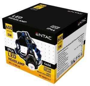Enzo Entac LED hoofdlamp zoom 5W aluminium zwart 4xAA - 5700310