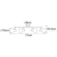 QAZQA Art Deco plafondlamp zwart met smoke glas 4-lichts - Vidro - thumbnail