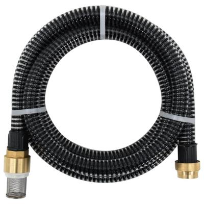 VidaXL Zuigslang met messing koppelingen 1,1'' 25 m pvc zwart