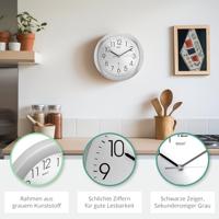 Mebus 52451 Wandklok Zendergestuurd 25 cm x 4 cm Zilver - thumbnail