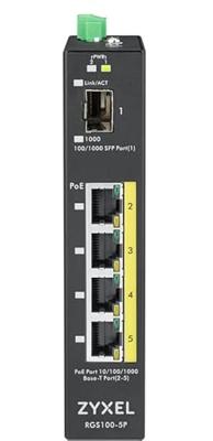 ZyXEL RGS100-5P Unmanaged L2 Gigabit Ethernet (10/100/1000) Power over Ethernet (PoE) Zwart ZyXEL RGS100-5P Unmanaged L2 Gigabit Ethernet (10/100/1000) Power over Ethernet (PoE) Zwart