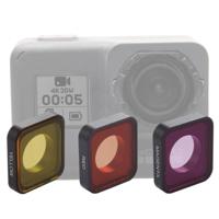 3 in 1 Snap-on rood / gele / Magenta kleur Lens Filter voor de GoPro HERO 6/5 - thumbnail